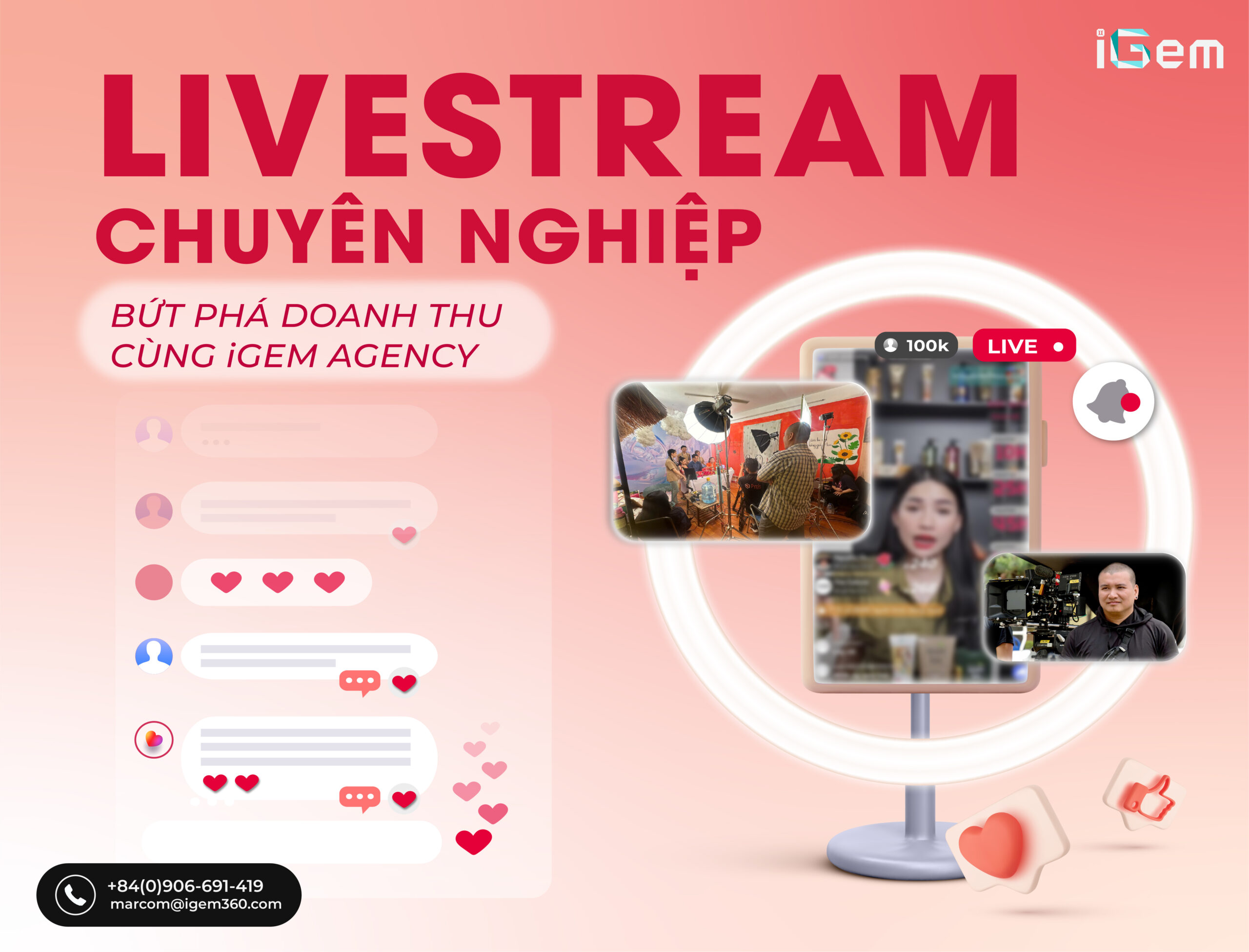 LIVESTREAM CHUYÊN NGHIỆP, BỨT PHÁ DOANH THU CÙNG IGEM AGENCY