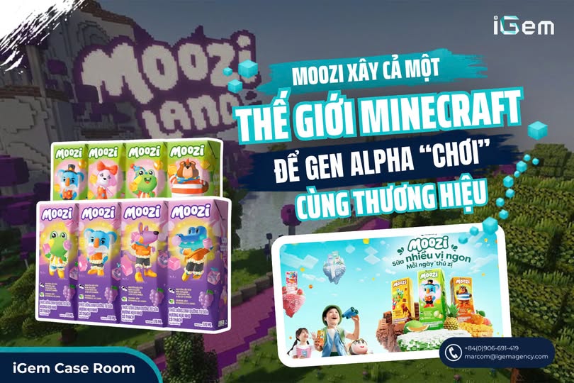 MOOZI XÂY CẢ MỘT THẾ GIỚI MINECRAFT ĐỂ GEN ALPHA “CHƠI” CÙNG THƯƠNG HIỆU